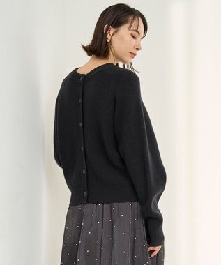 UNFILO 【洗える】ふわふわニット 2WAYクルーカーディガン ブラック