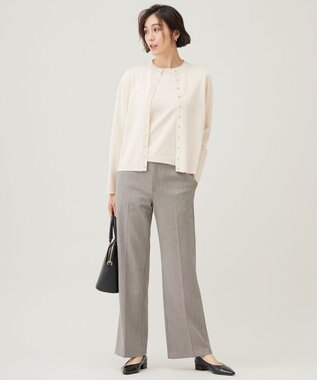 自由区 L 【アンサンブル対応・洗える】アセテートコットン カーディガン アイボリー