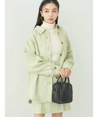 earth music&ecology ツイードシャツジャケット Lime Green