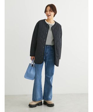 Green Parks キルティングノーカラーブルゾン Dark Navy