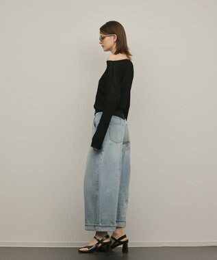 GRACE CONTINENTAL ラメリブクルーニットトップ ブラック