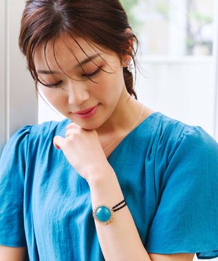 Tiaclasse ポイントカラーストーンゴム　 ターコイズ