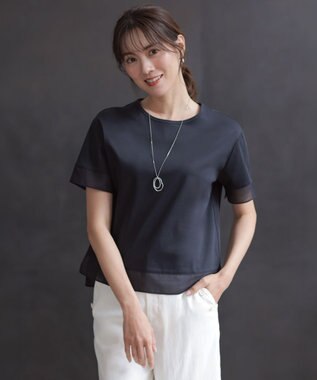 J.PRESS LADIES 【シーンレスに活躍】コットンスムース シアーデザイン カットソー