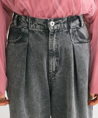 Green Parks ・ＥＬＥＮＣＡＲＥ　ＤＵＥ　デニムタックワイドパンツ Black