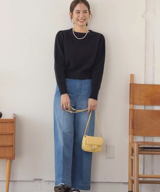 組曲 L 【アンサンブル対応可】ピュアカシミヤクロップド丈ニット ブラック系