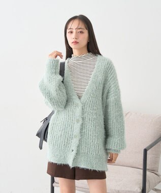 earth music&ecology 【予約】カラーミックスシャギーカーディガン ミント