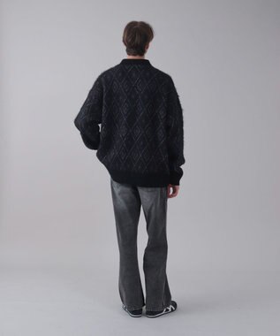 WEGO 【ユニセックス着用ITEM】アーガイルニットポロ ブラック