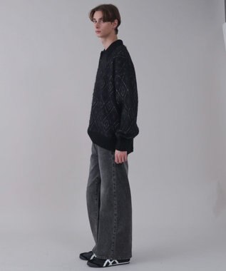 WEGO 【ユニセックス着用ITEM】アーガイルニットポロ ブラック