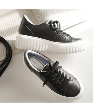 Pointer 日本製 レースアップ厚底スニーカー ブラック
