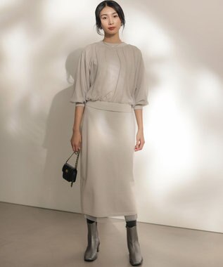 組曲 S 【WEB限定】チュールニット×リバーシブルスカート セット ライトグレー系