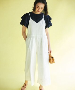 組曲 【WEB限定】エンブロイダリーレースサロペット アイボリー系