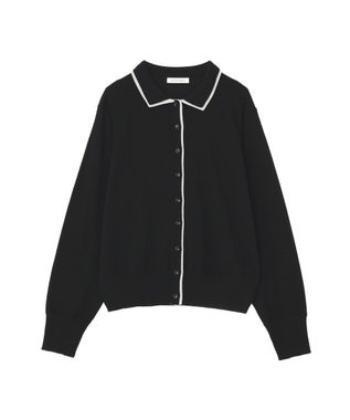 Green Parks ここちニット衿付き配色プルオーバー Black