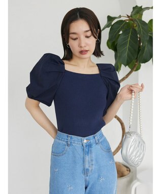 Green Parks ・ＡＮＤ　ＳＥＡＲＣＨ　布帛スリーブニットプルオーバー Navy