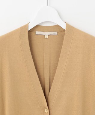 自由区 【洗える】シルクコットンハイゲージ Vネックカーディガン キャメル系