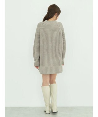 earth music&ecology マットモール片畦チュニック Gray Beige