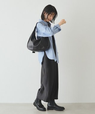 russet ソフトレザーラウンドビッグショルダーバッグ(CE-1325-WEB) Black2（シルバー金具）