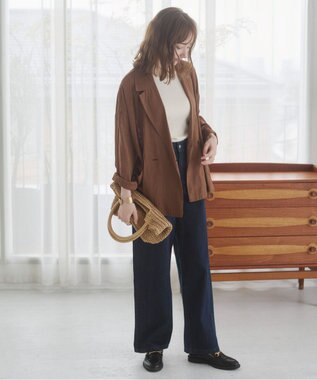 WEGO 【ANGIE VINTAGE/SMLサイズ展開】ワイドストレートデニムパンツ ネイビー