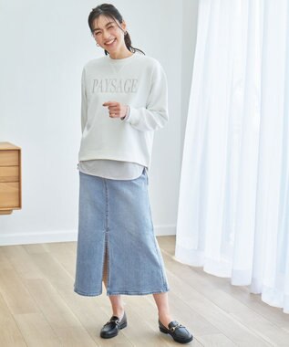 ANY L フロントスリットデニムスカート ブリーチ