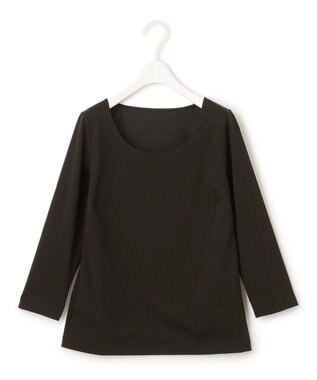 ICB 【洗える】 スーペリアジャージー Uネックカットソー ブラック系