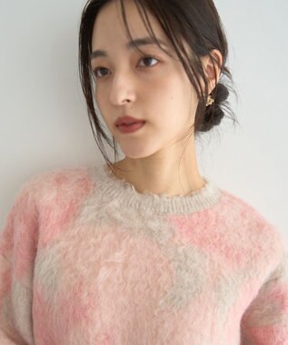 YECCA VECCA フラワー柄シャギーニット Pink