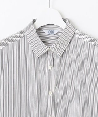 J.PRESS LADIES L 【洗える】BEZ ドビーストライプ シャツカラー ブラウス ネイビー×ピンクストライプ系