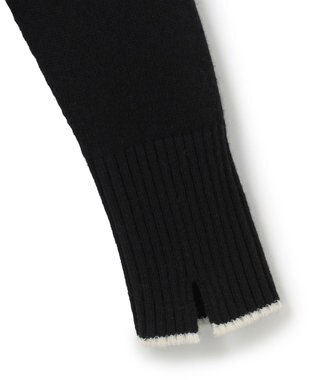 ICB 【CLASSY.1月号掲載・洗える】ソフトカシミヤミックス 配色ボーダーハイネックニット ブラック柄系