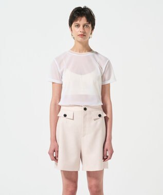 GRACE CONTINENTAL リネンタッチハーフパンツ ベージュ