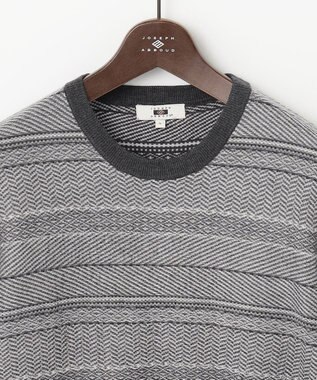 JOSEPH ABBOUD 【キングサイズ・ストレッチ/スウェードタッチ/JAPANファブリック】ジャガード柄 プルオーバー ニット ライトグレー系3