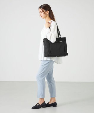 LA BAGAGERIE コーデュラ×リサイクルレザー　スクエアトート ブラック