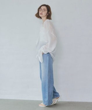 WEGO ワイドカーブデニムパンツ デニム淡加工色