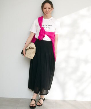 23区 L 【洗える】シャイニーシアーニット フレア スカート ブラック系