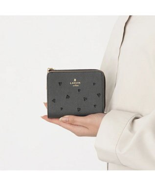 LANVIN en Bleu リュクサンブールハート 二つ折りLファスナー財布 ネイビー