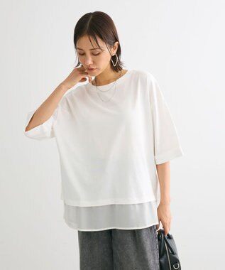 Green Parks ５分袖裾シアードッキングチュニック White