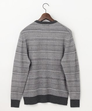 JOSEPH ABBOUD 【キングサイズ・ストレッチ/スウェードタッチ/JAPANファブリック】ジャガード柄 プルオーバー ニット ライトグレー系3