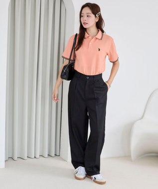 WEGO 【ユニセックス着用ITEM/SMLサイズ展開】別注USPOLOラインポロシャツ オレンジ