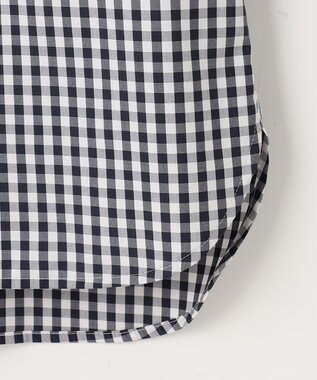 J.PRESS LADIES 【洗える・接触冷感・UVカット】エステネージュストライプ バンドカラーブラウス ホワイト×ネイビーギンガム系3