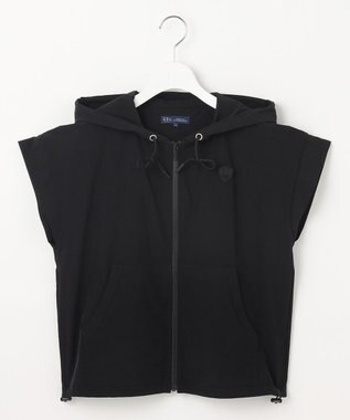 23区GOLF 【WOMEN】シアーストレッチ ショート丈フードベスト ブラック系