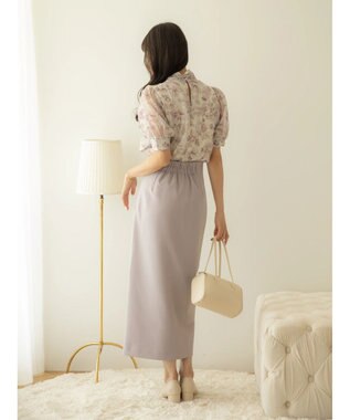 earth music&ecology フラワー柄シアーパフブラウス Pink