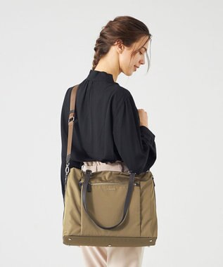 LA BAGAGERIE コーデュラ×リサイクルレザー　スクエアトート ベージュ