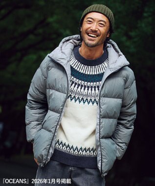 UNFILO MENS 【OCEANS YouTube 掲載】TAION×UNFILO リバーシブルフードダウン ライトグレー×セージグリーン
