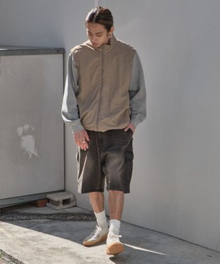 WEGO 【SMLサイズ展開】イージーバギーデニムカーゴショーツ デニムブラックソノタ