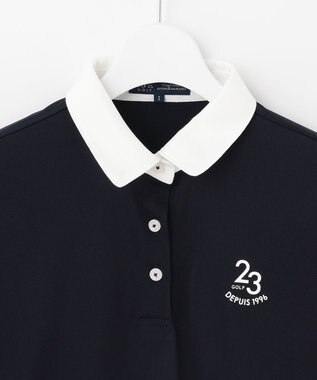 23区GOLF 【WOMEN】【吸水速乾】カノコ ボーダー半そで ポロシャツ ネイビー系