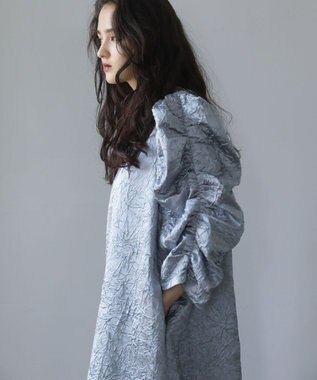 Green Parks ■ＥＳＣＡＲ　エンボスギャザースリーブワンピース Silver