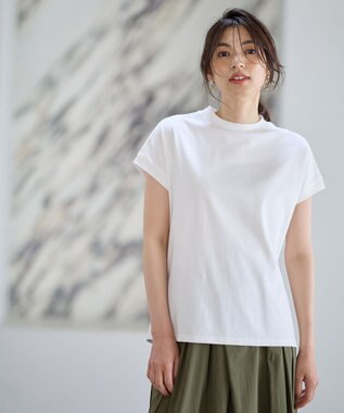 ANY 【UVケア/接触冷感】モックネックフレンチスリーブＴシャツ オフ