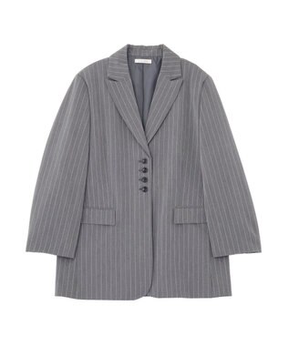 Green Parks 裏付きテーラードジャケット Stripe Gray