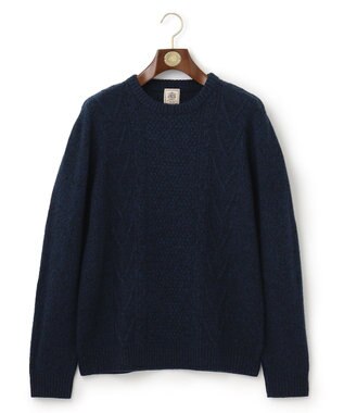 J.PRESS MEN 【Cash Lamb's Wool】ケーブルクルーネック ニット ネイビー系