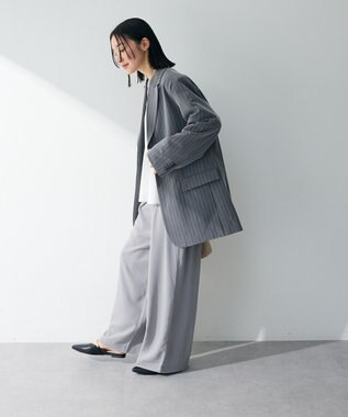 Green Parks 裏付きテーラードジャケット Stripe Gray