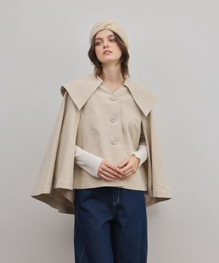 GRACE CONTINENTAL リネンオックスケープジャケット ベージュ