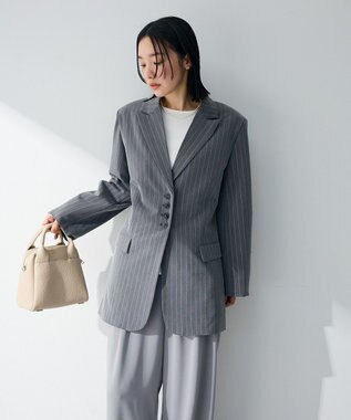 Green Parks 裏付きテーラードジャケット Stripe Gray