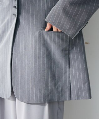 Green Parks 裏付きテーラードジャケット Stripe Gray